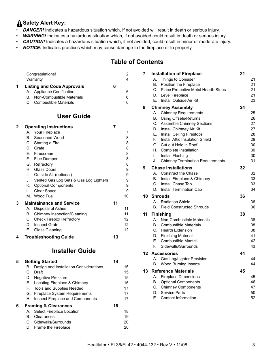 Hearth and Home Technologies EL36 Series User Manual | Page 3 / 52