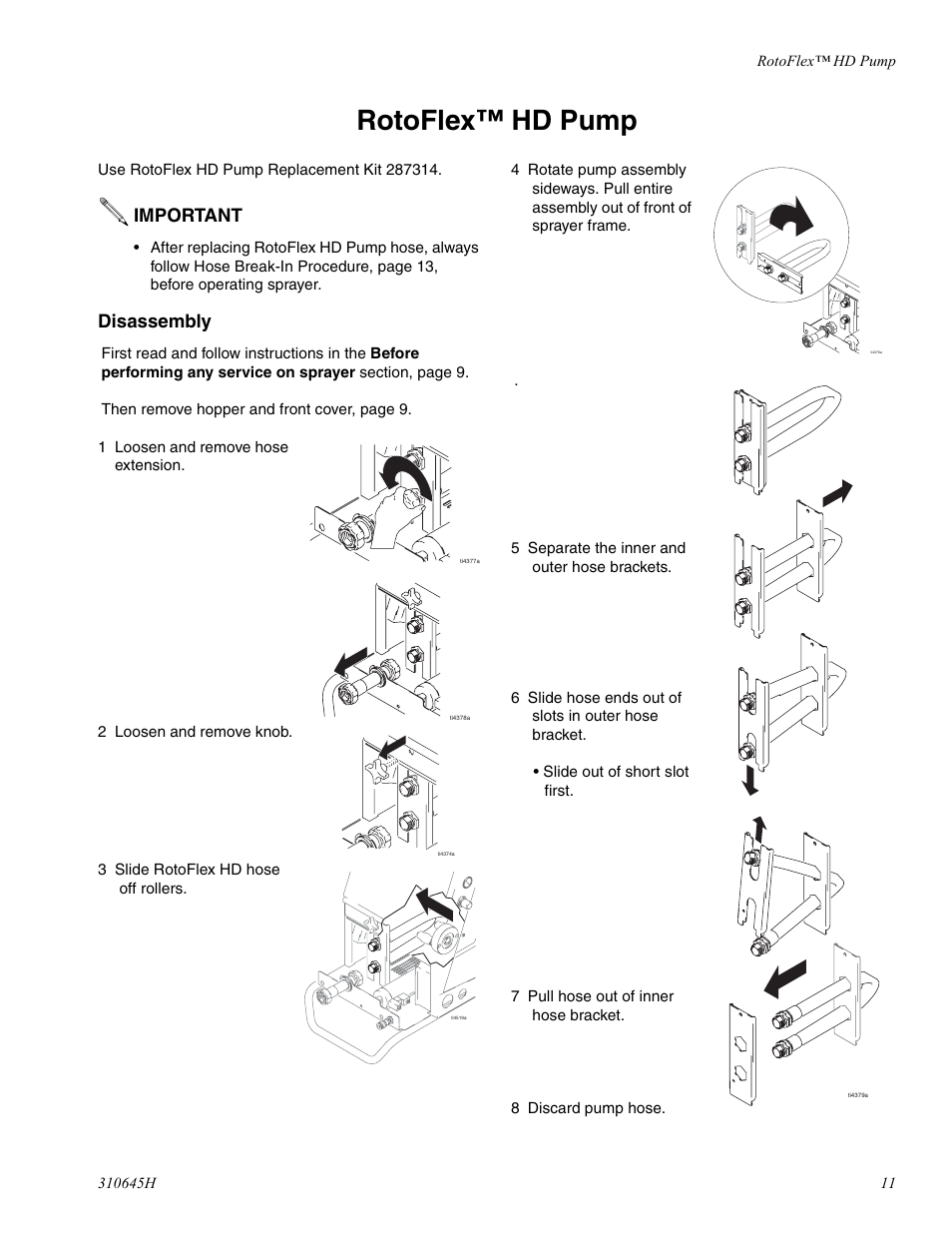 Rotoflex™ hd pump, Disassembly, Important | Healthyway 310645H User Manual | Page 11 / 36