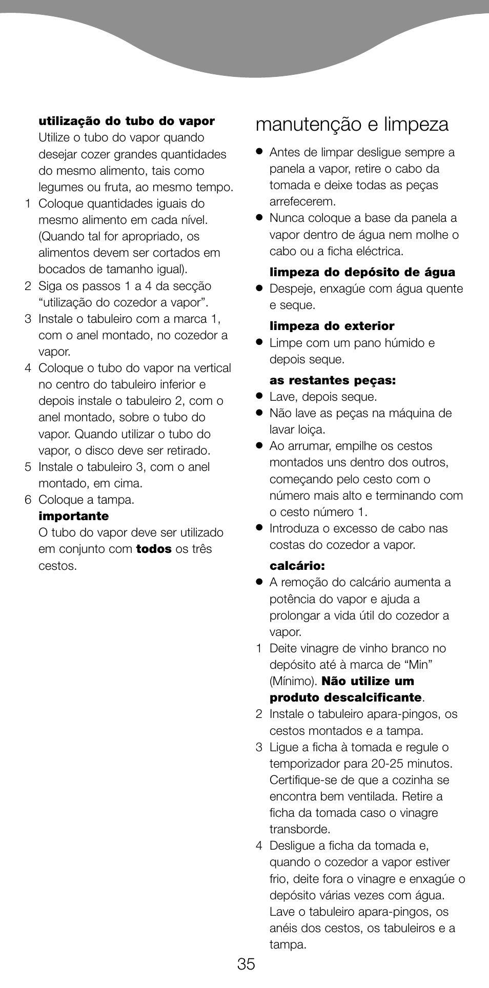 Manutenção e limpeza | Kenwood FS560 User Manual | Page 38 / 115