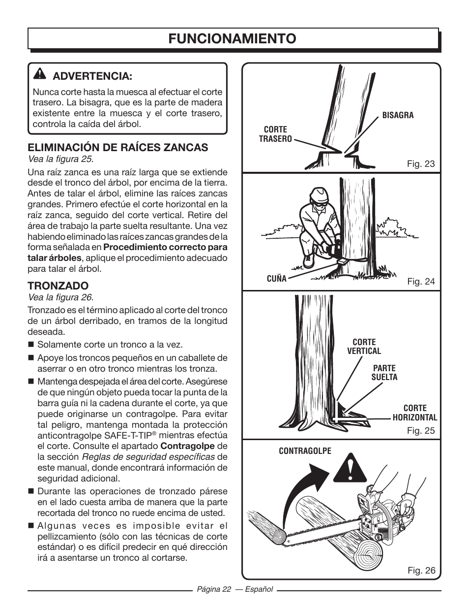 Funcionamiento | Homelite UT10519 User Manual | Page 100 / 120