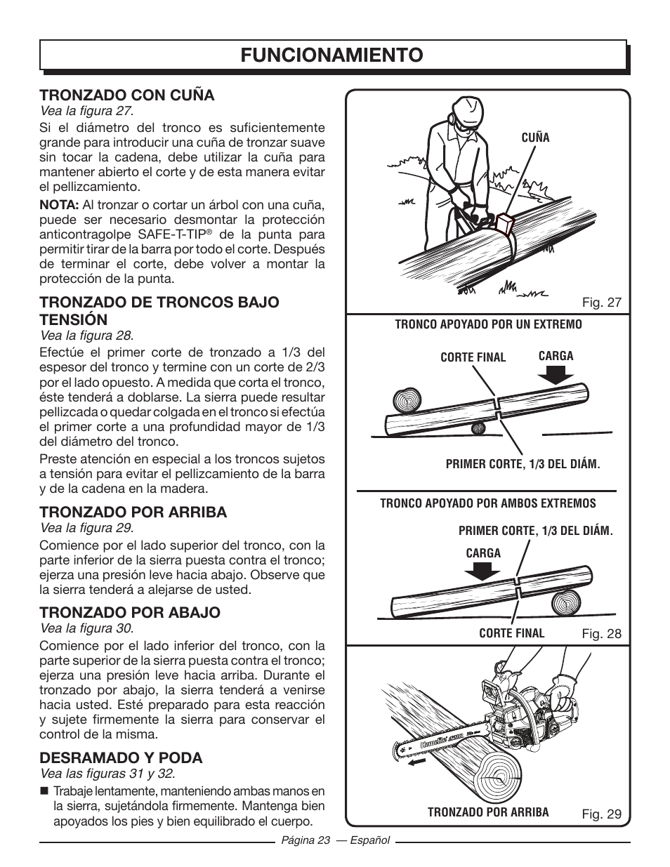 Funcionamiento | Homelite UT10519 User Manual | Page 101 / 120