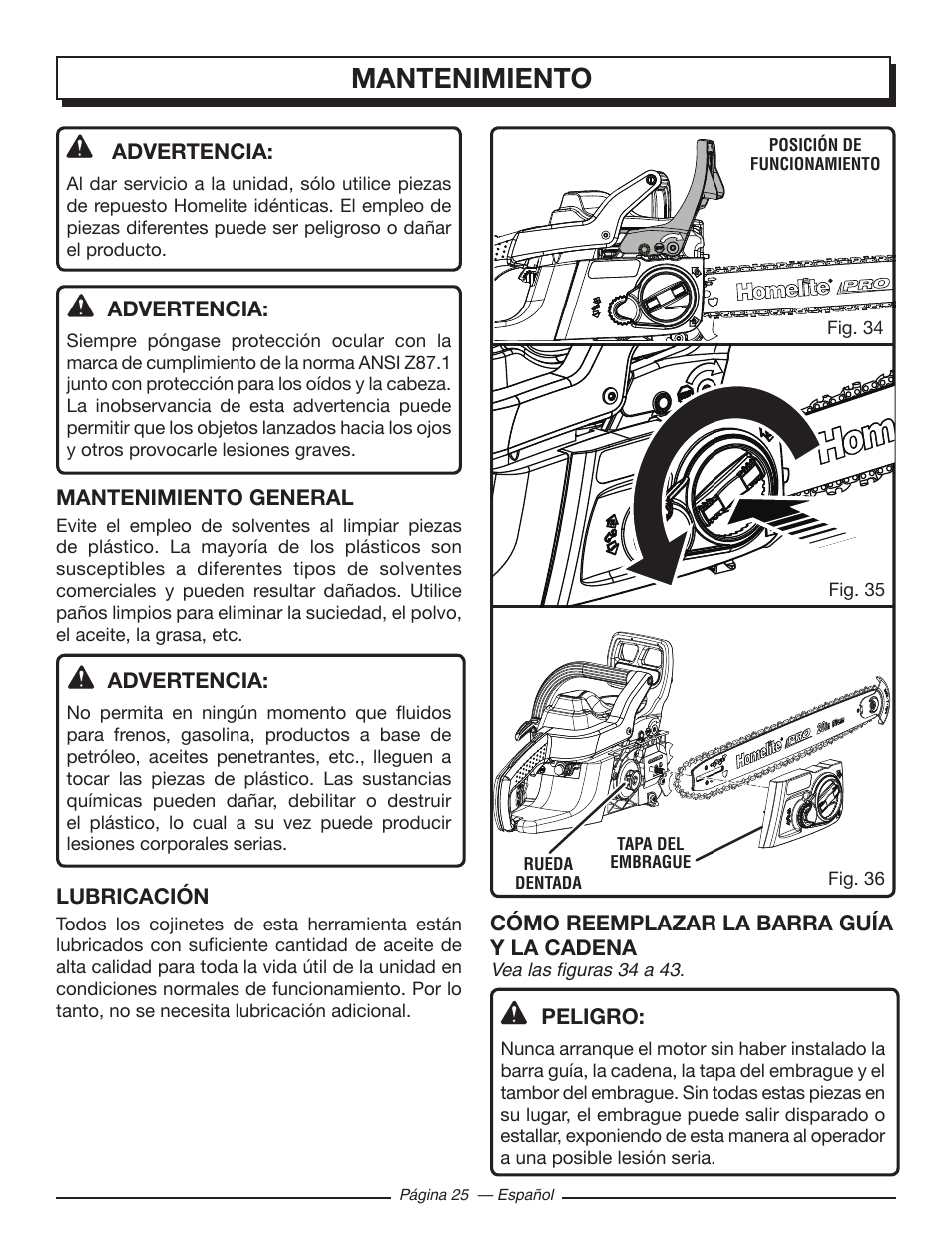 Mantenimiento | Homelite UT10519 User Manual | Page 103 / 120