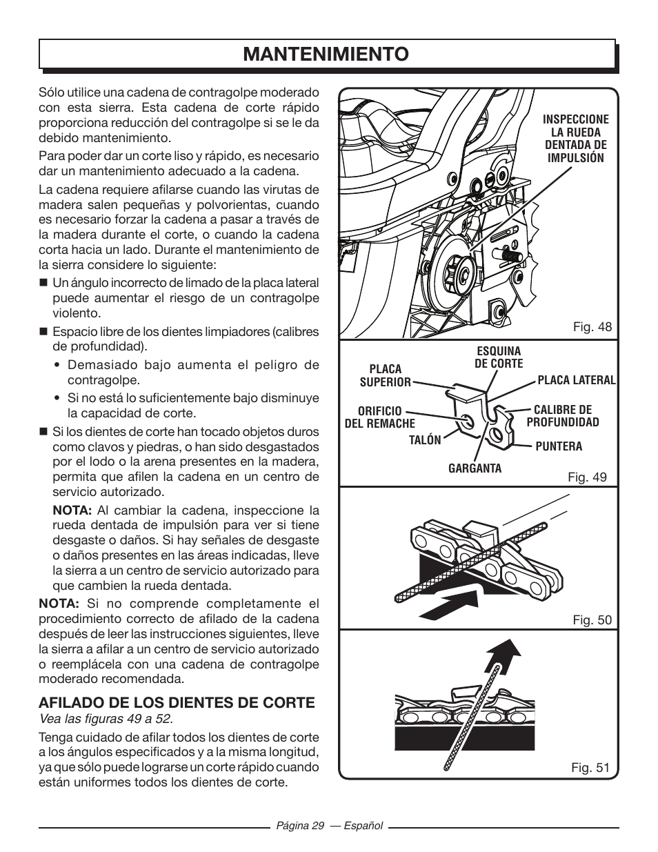 Mantenimiento | Homelite UT10519 User Manual | Page 107 / 120