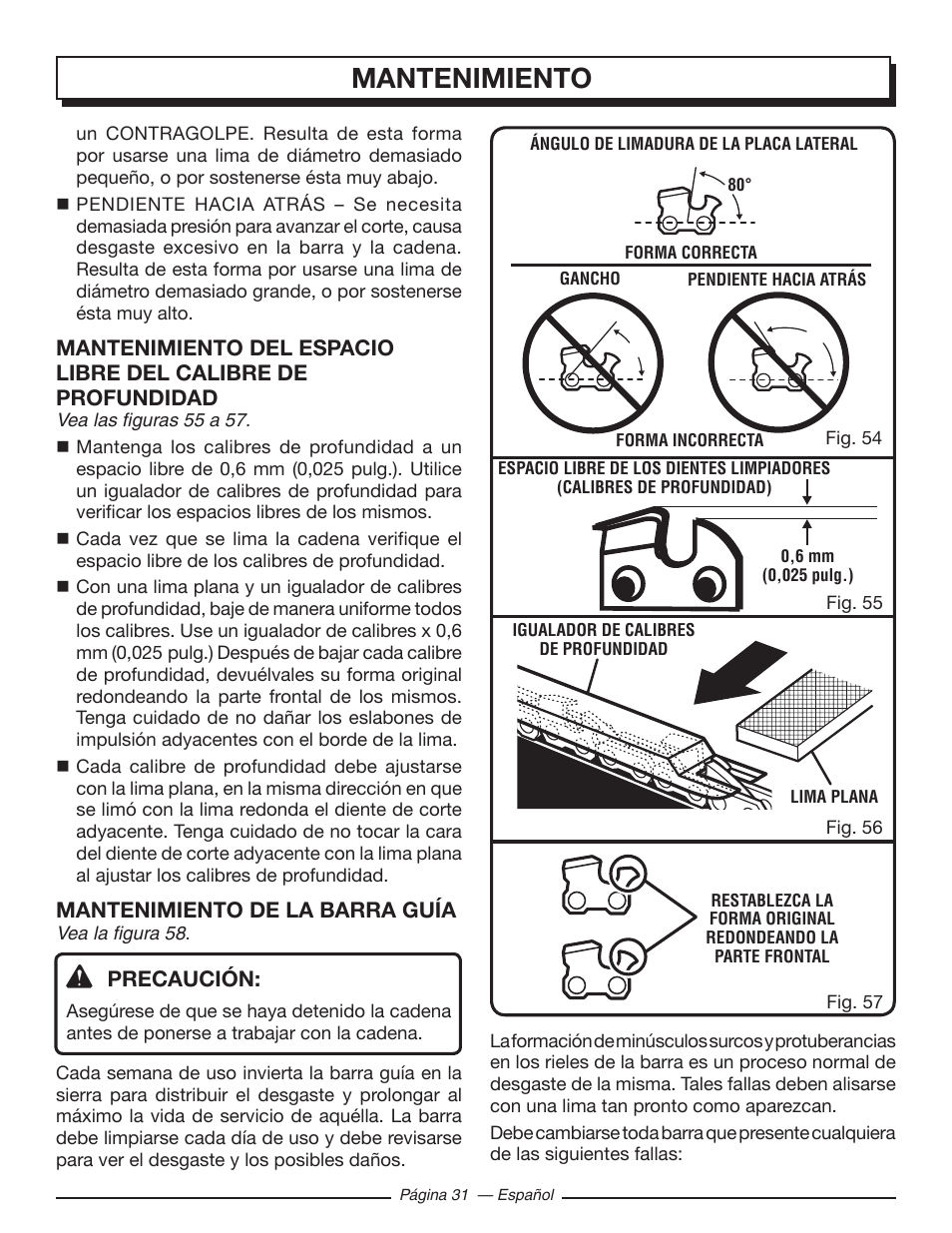 Mantenimiento | Homelite UT10519 User Manual | Page 109 / 120