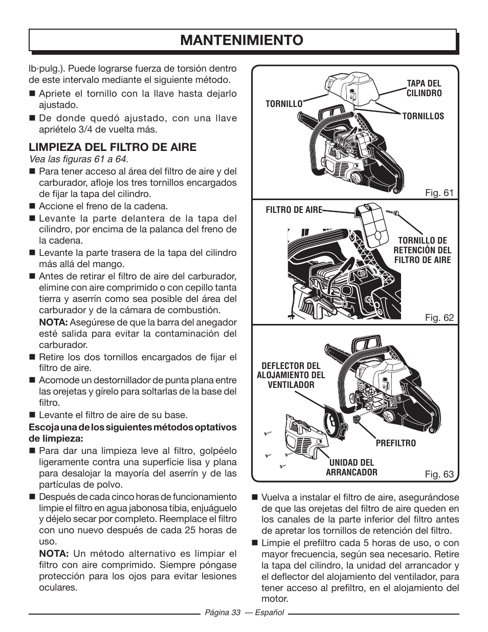 Mantenimiento | Homelite UT10519 User Manual | Page 111 / 120