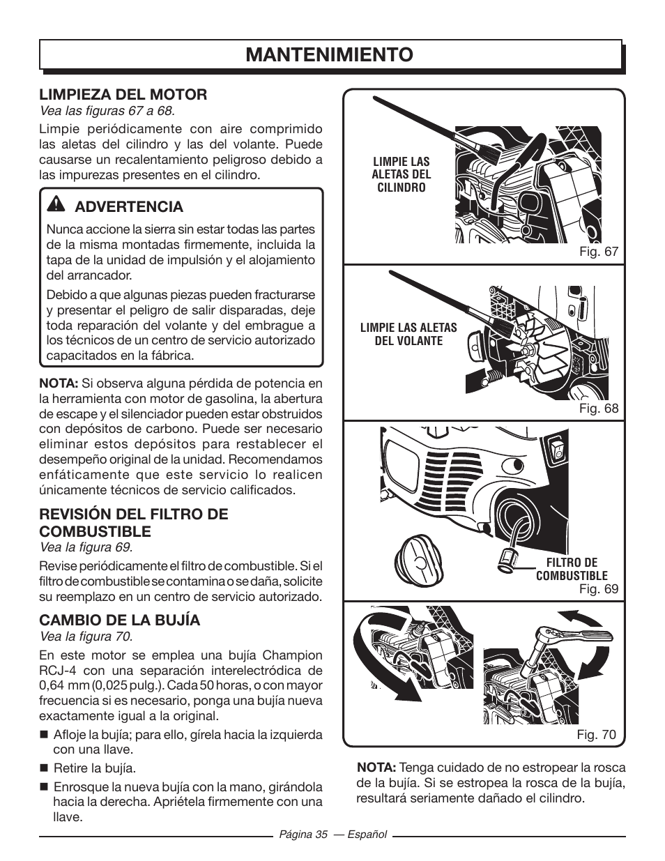 Mantenimiento | Homelite UT10519 User Manual | Page 113 / 120