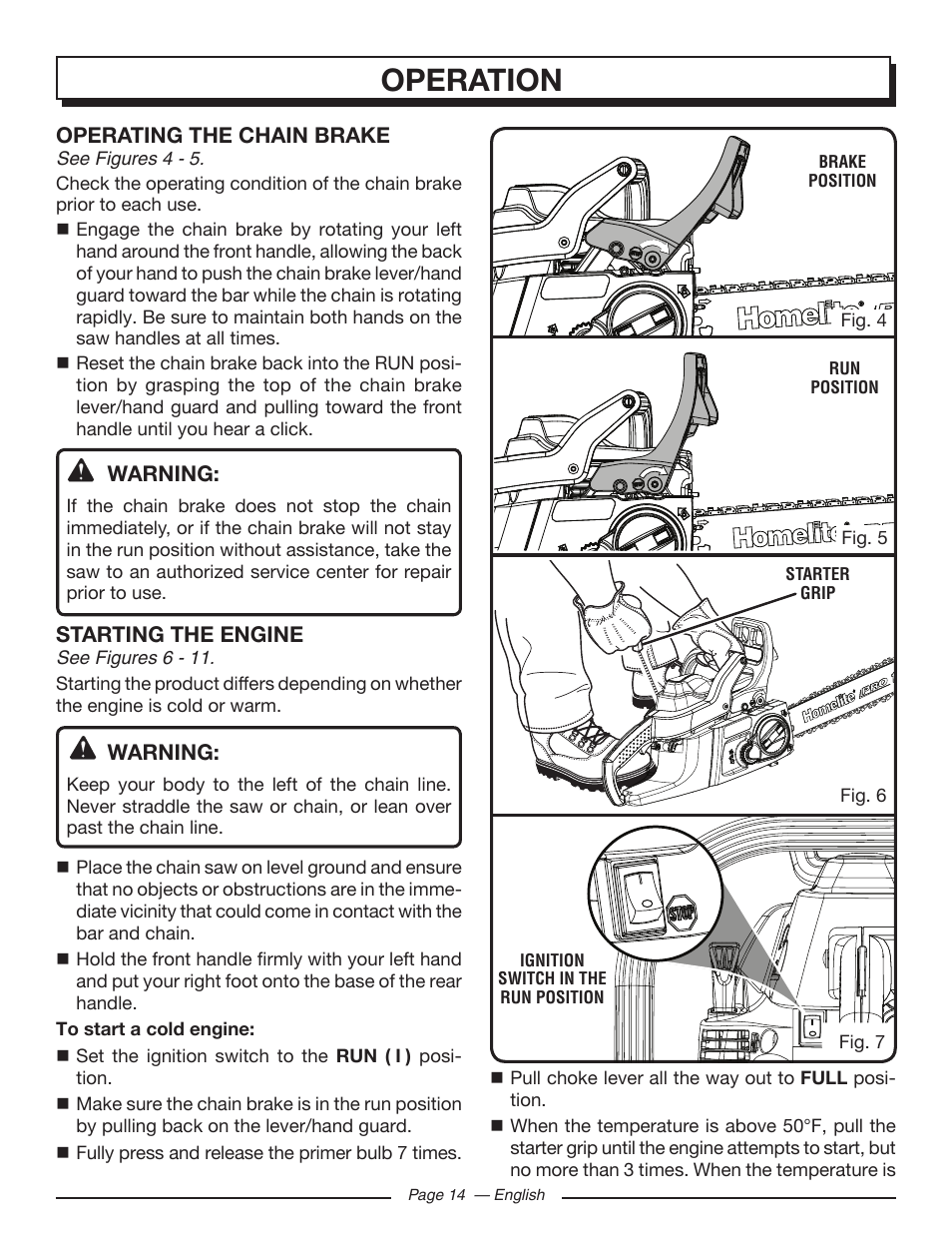 Operation | Homelite UT10519 User Manual | Page 14 / 120