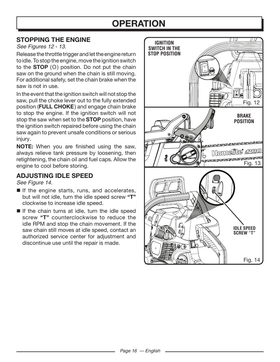 Operation | Homelite UT10519 User Manual | Page 16 / 120