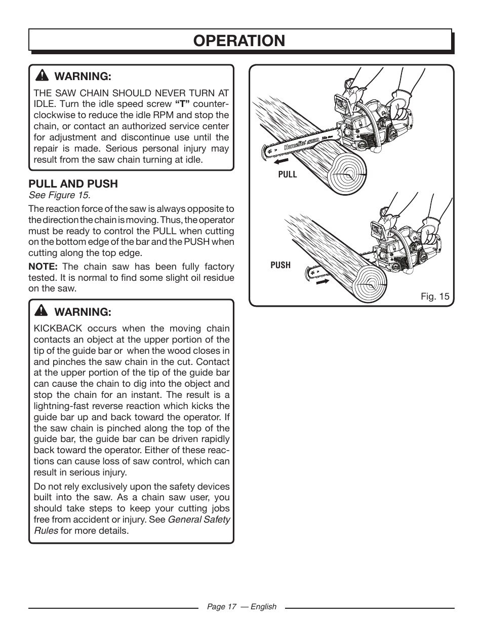 Operation | Homelite UT10519 User Manual | Page 17 / 120