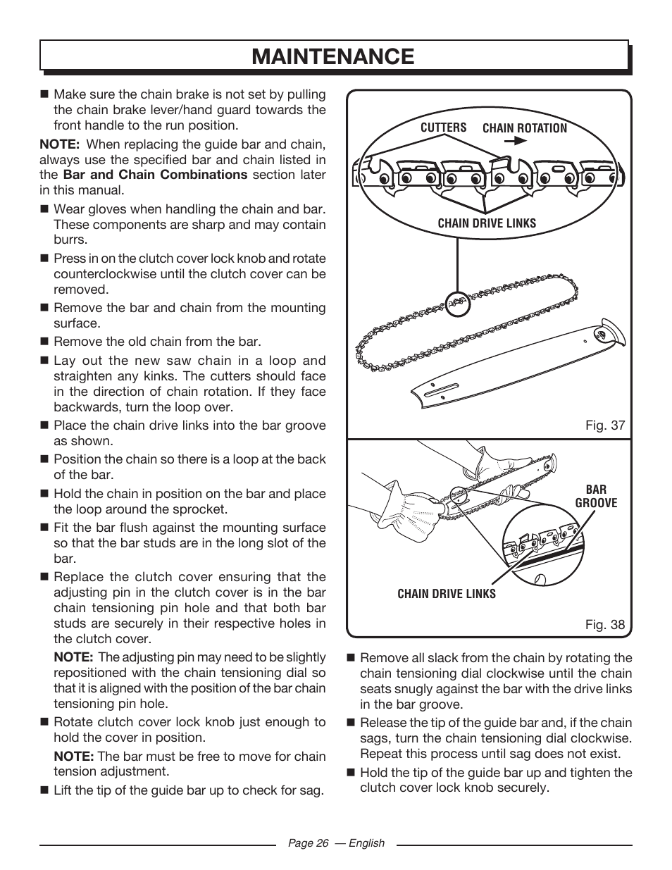 Maintenance | Homelite UT10519 User Manual | Page 26 / 120