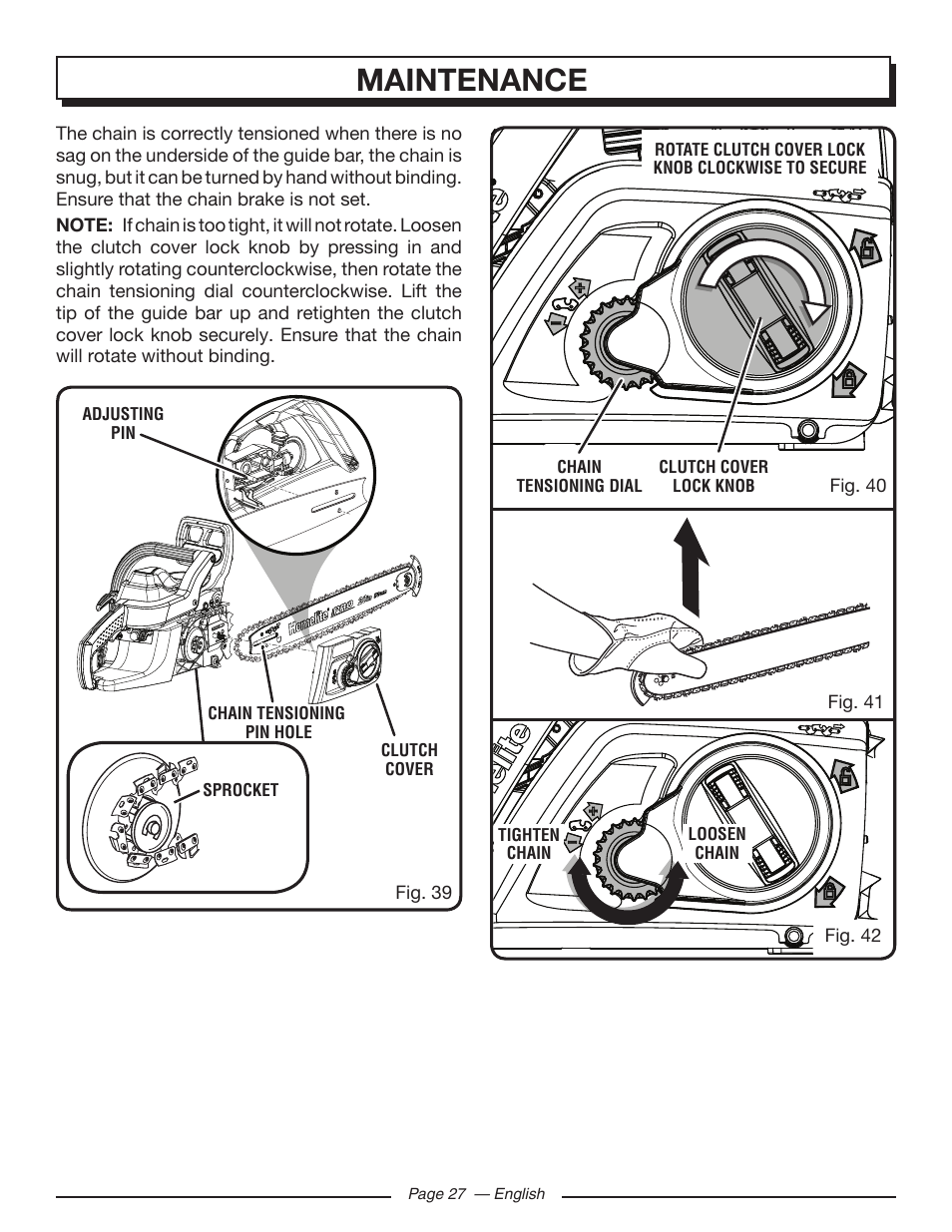 Maintenance | Homelite UT10519 User Manual | Page 27 / 120