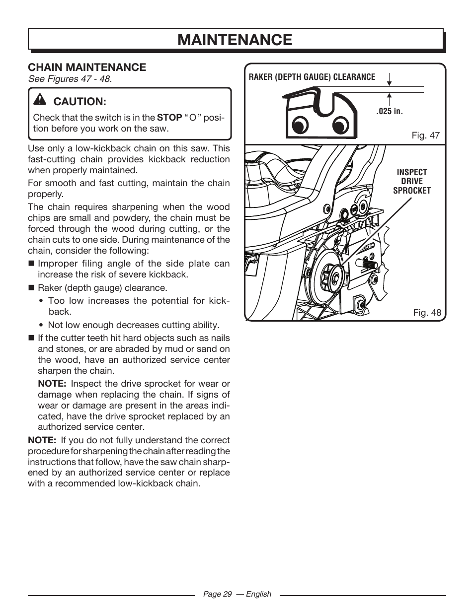 Maintenance | Homelite UT10519 User Manual | Page 29 / 120