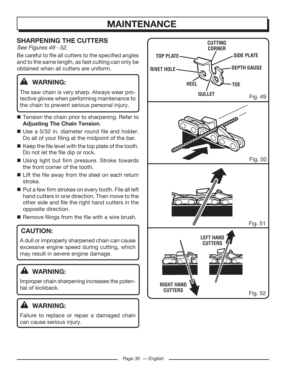 Maintenance | Homelite UT10519 User Manual | Page 30 / 120