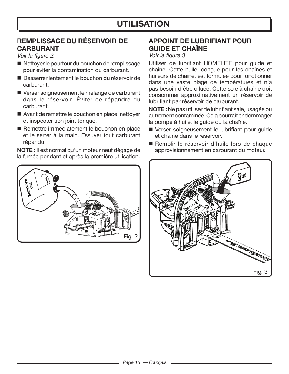 Utilisation | Homelite UT10519 User Manual | Page 52 / 120