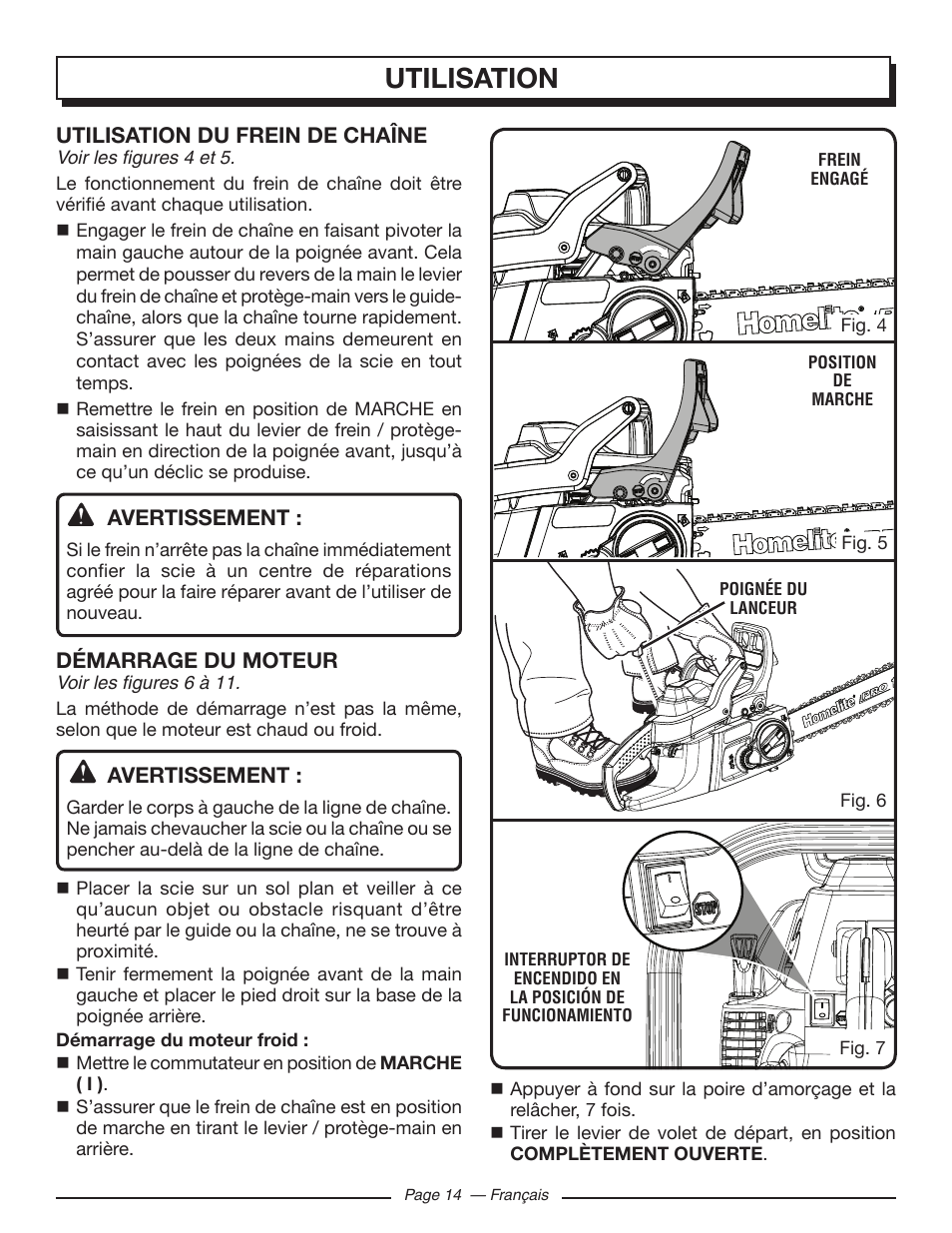 Utilisation | Homelite UT10519 User Manual | Page 53 / 120