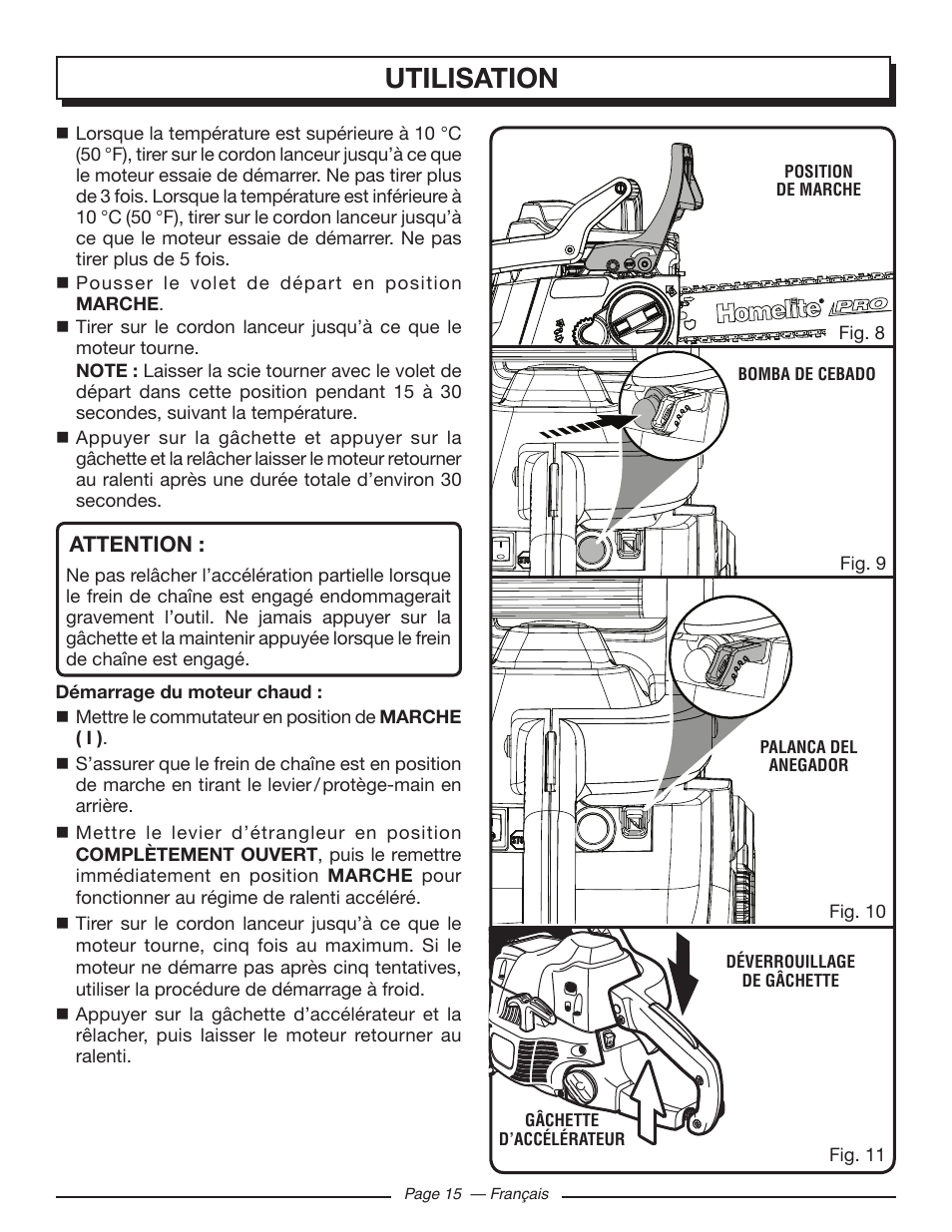 Utilisation | Homelite UT10519 User Manual | Page 54 / 120