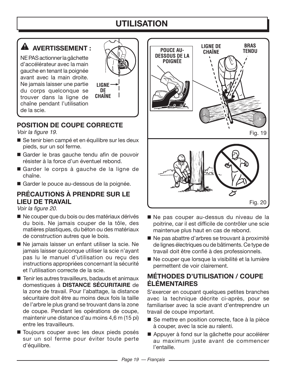 Utilisation | Homelite UT10519 User Manual | Page 58 / 120