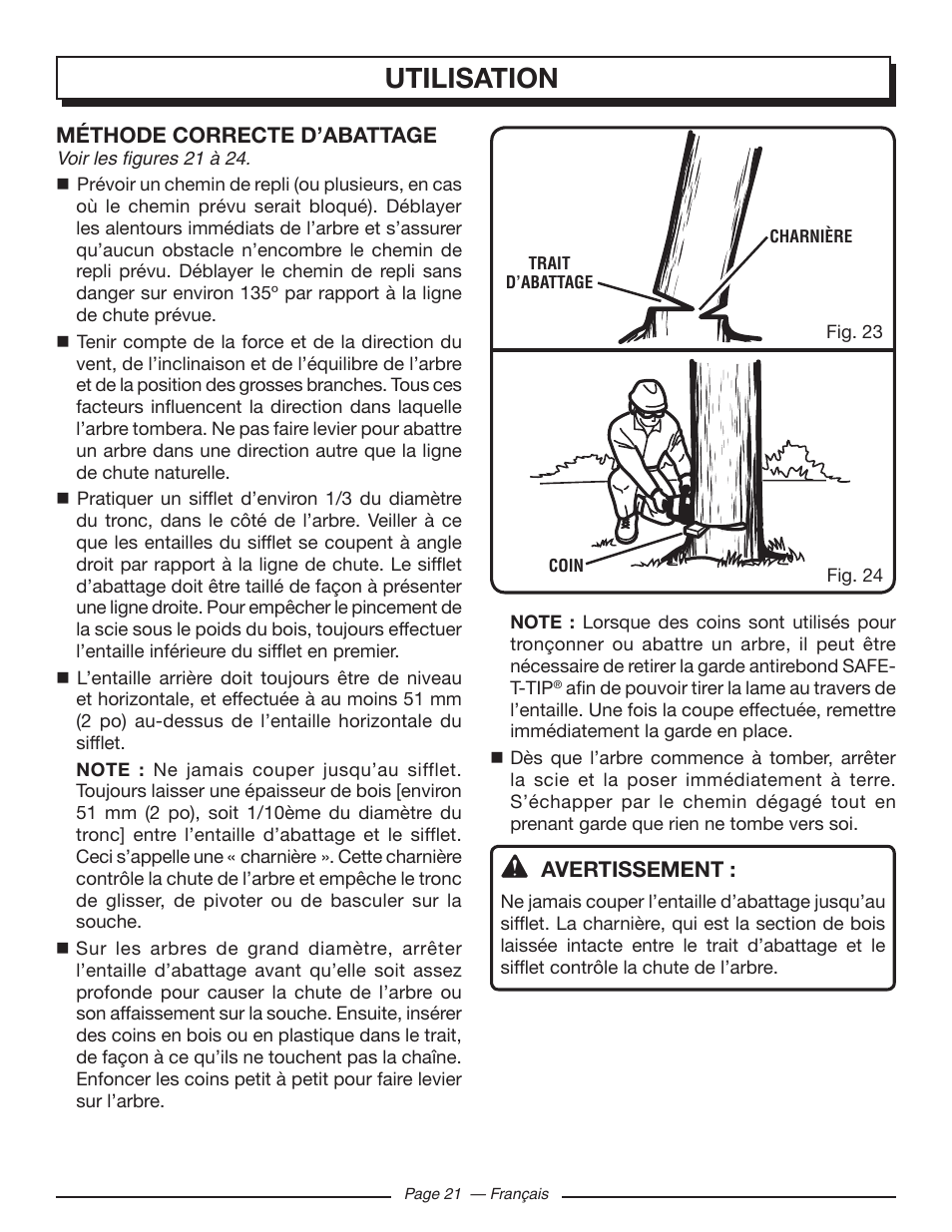 Utilisation | Homelite UT10519 User Manual | Page 60 / 120