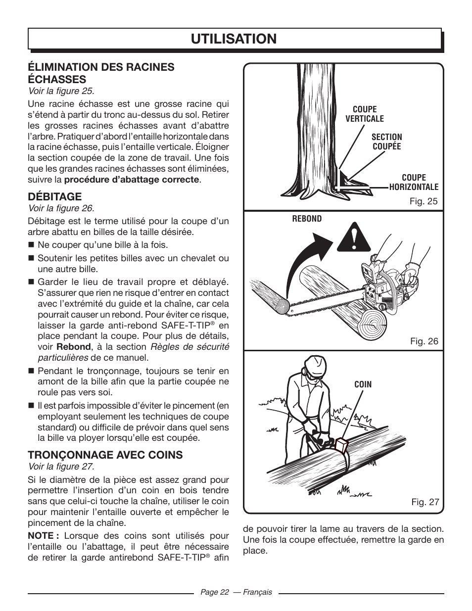 Utilisation | Homelite UT10519 User Manual | Page 61 / 120