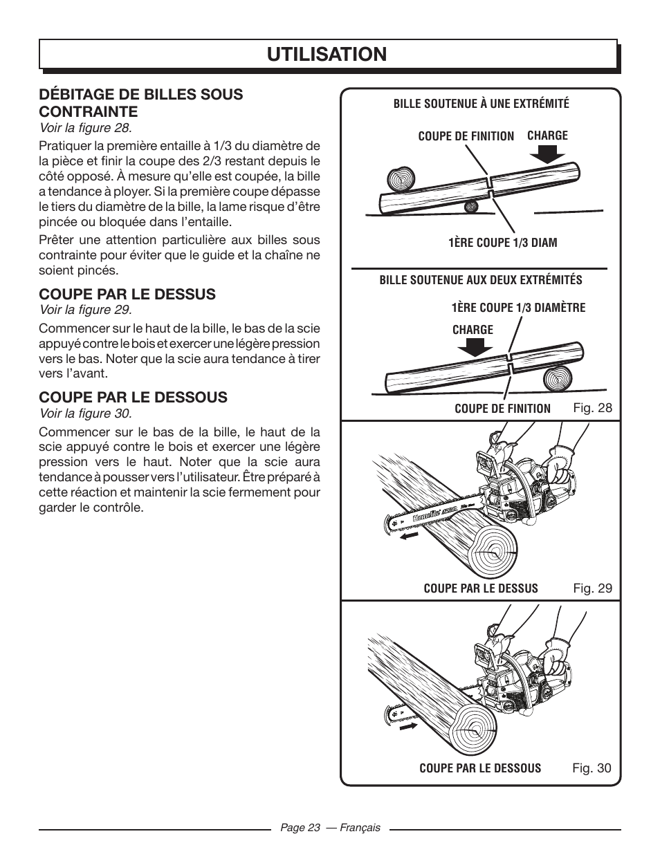 Utilisation | Homelite UT10519 User Manual | Page 62 / 120