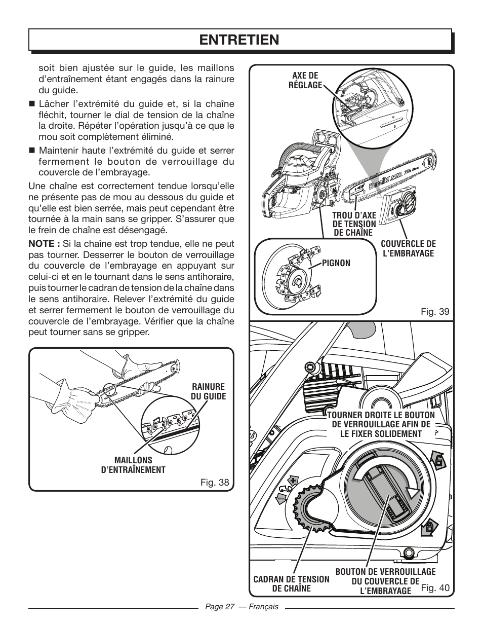 Entretien | Homelite UT10519 User Manual | Page 66 / 120