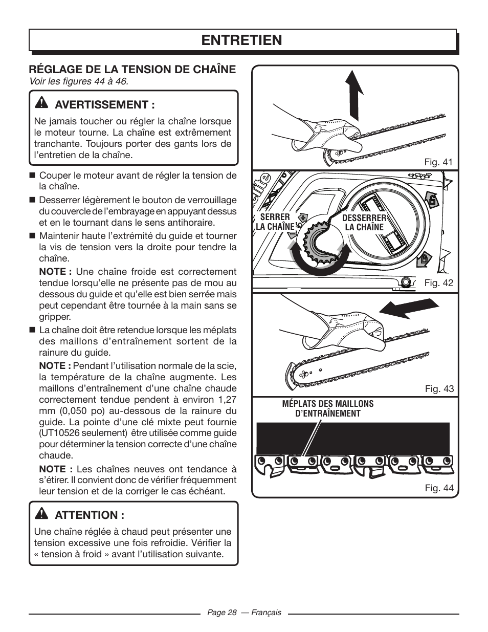 Entretien | Homelite UT10519 User Manual | Page 67 / 120