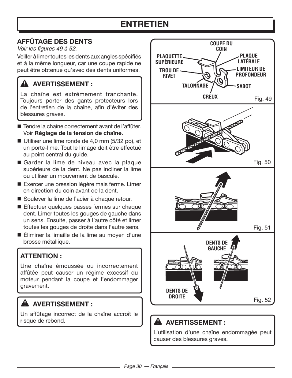 Entretien | Homelite UT10519 User Manual | Page 69 / 120