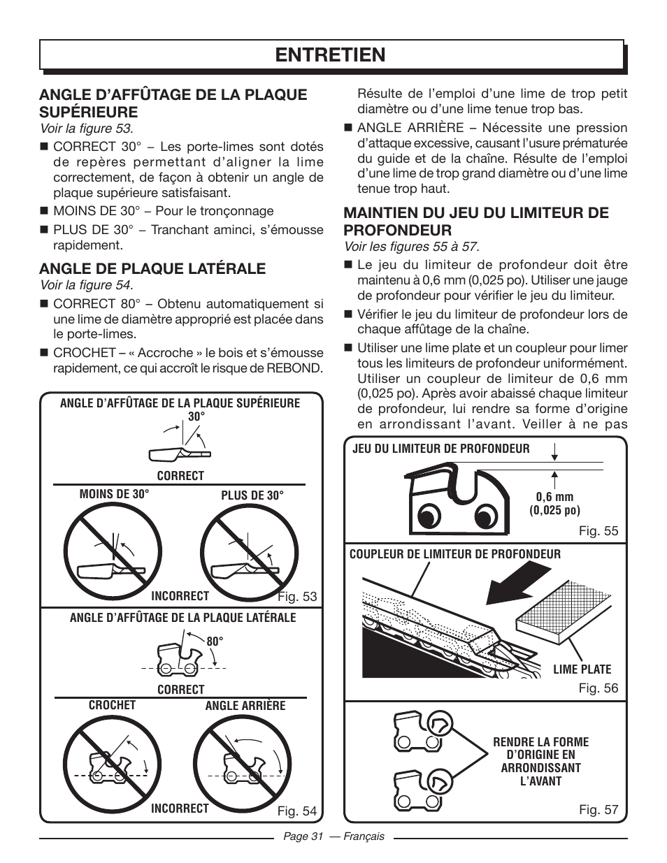 Entretien | Homelite UT10519 User Manual | Page 70 / 120