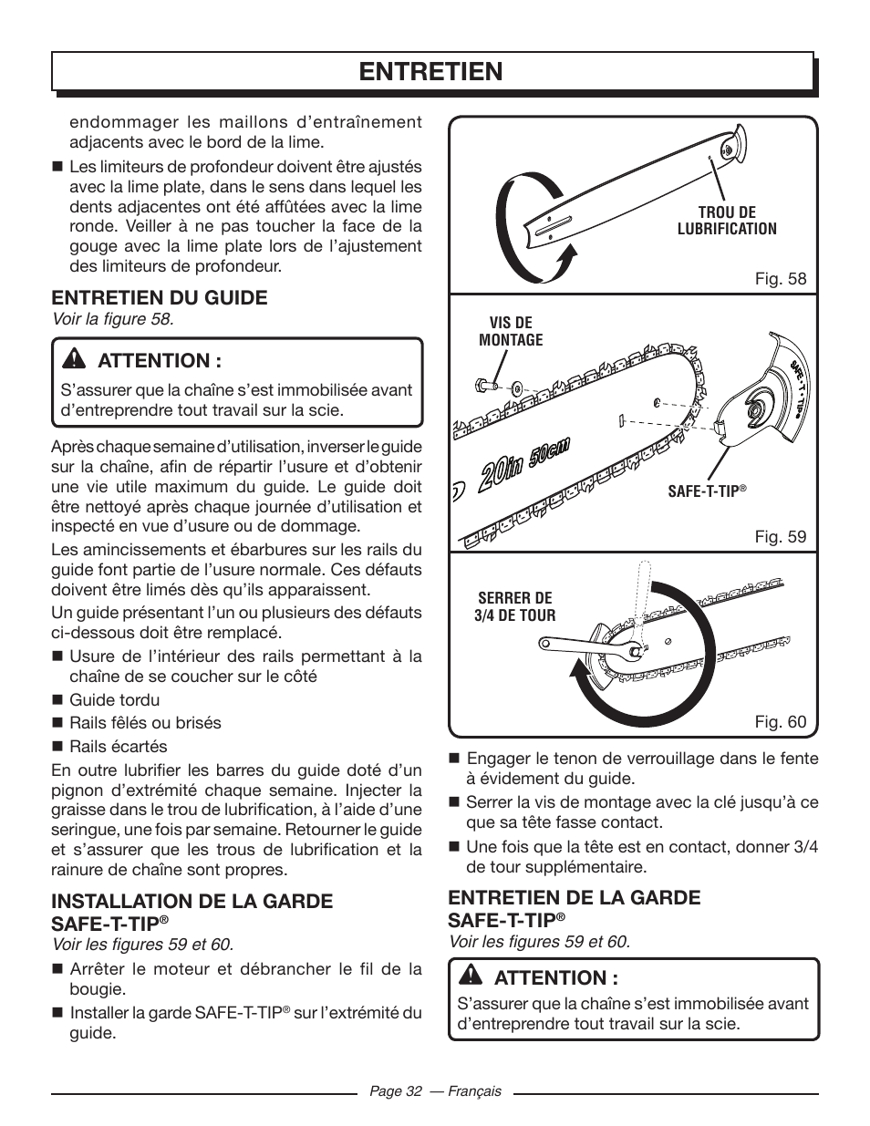 Entretien | Homelite UT10519 User Manual | Page 71 / 120