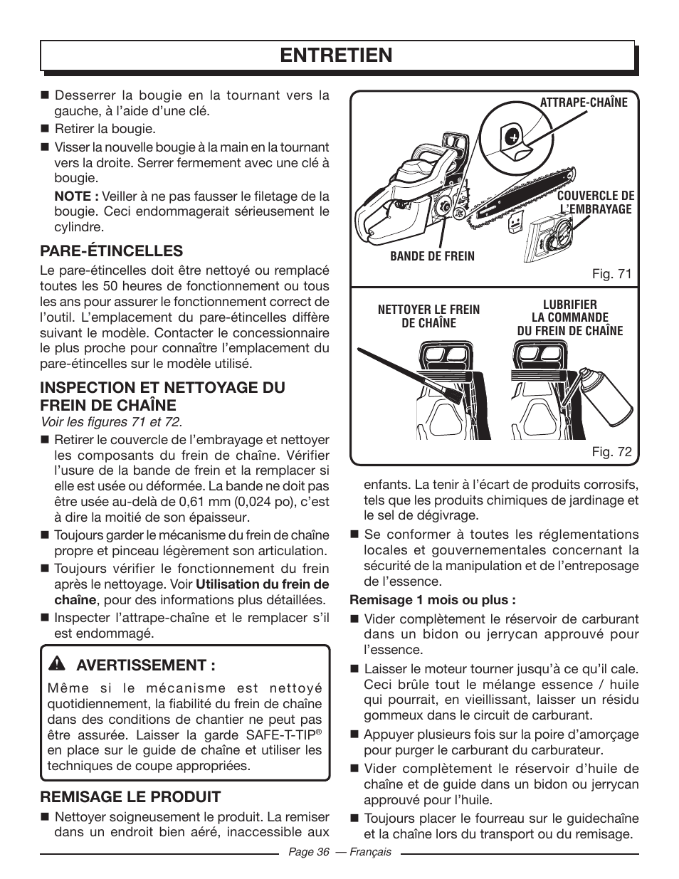 Entretien | Homelite UT10519 User Manual | Page 75 / 120