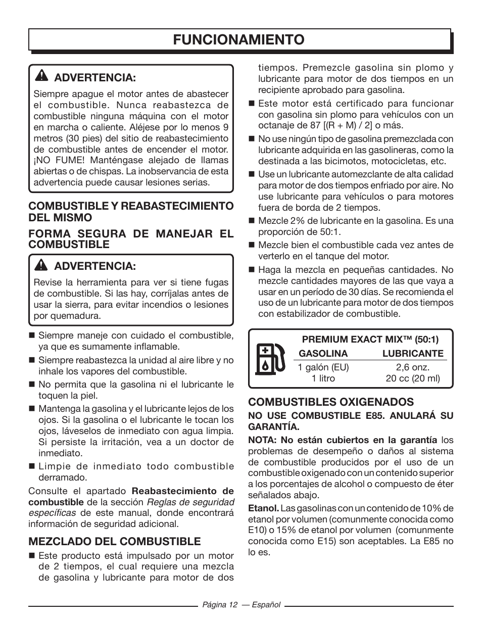 Funcionamiento | Homelite UT10519 User Manual | Page 90 / 120