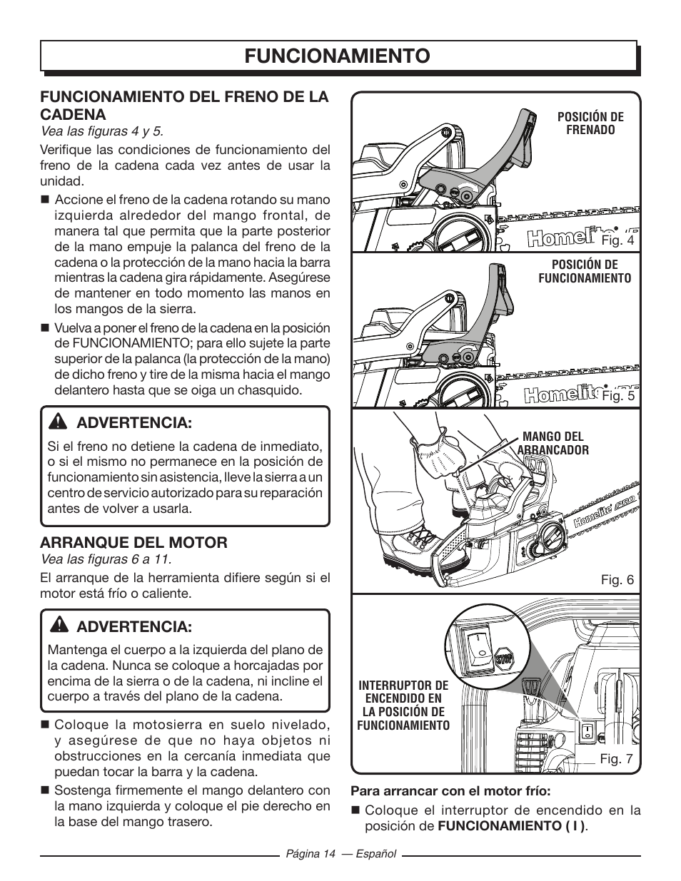 Funcionamiento | Homelite UT10519 User Manual | Page 92 / 120