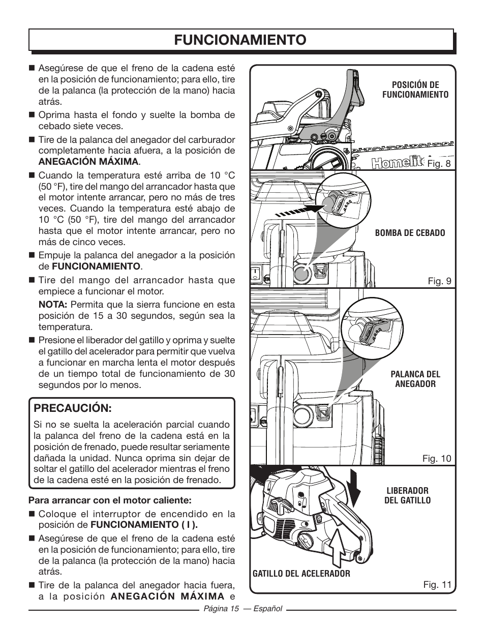 Funcionamiento | Homelite UT10519 User Manual | Page 93 / 120