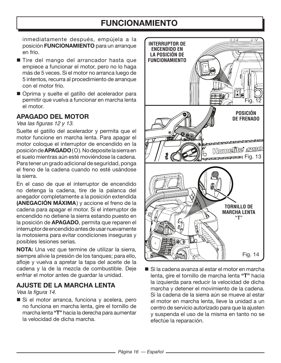 Funcionamiento | Homelite UT10519 User Manual | Page 94 / 120