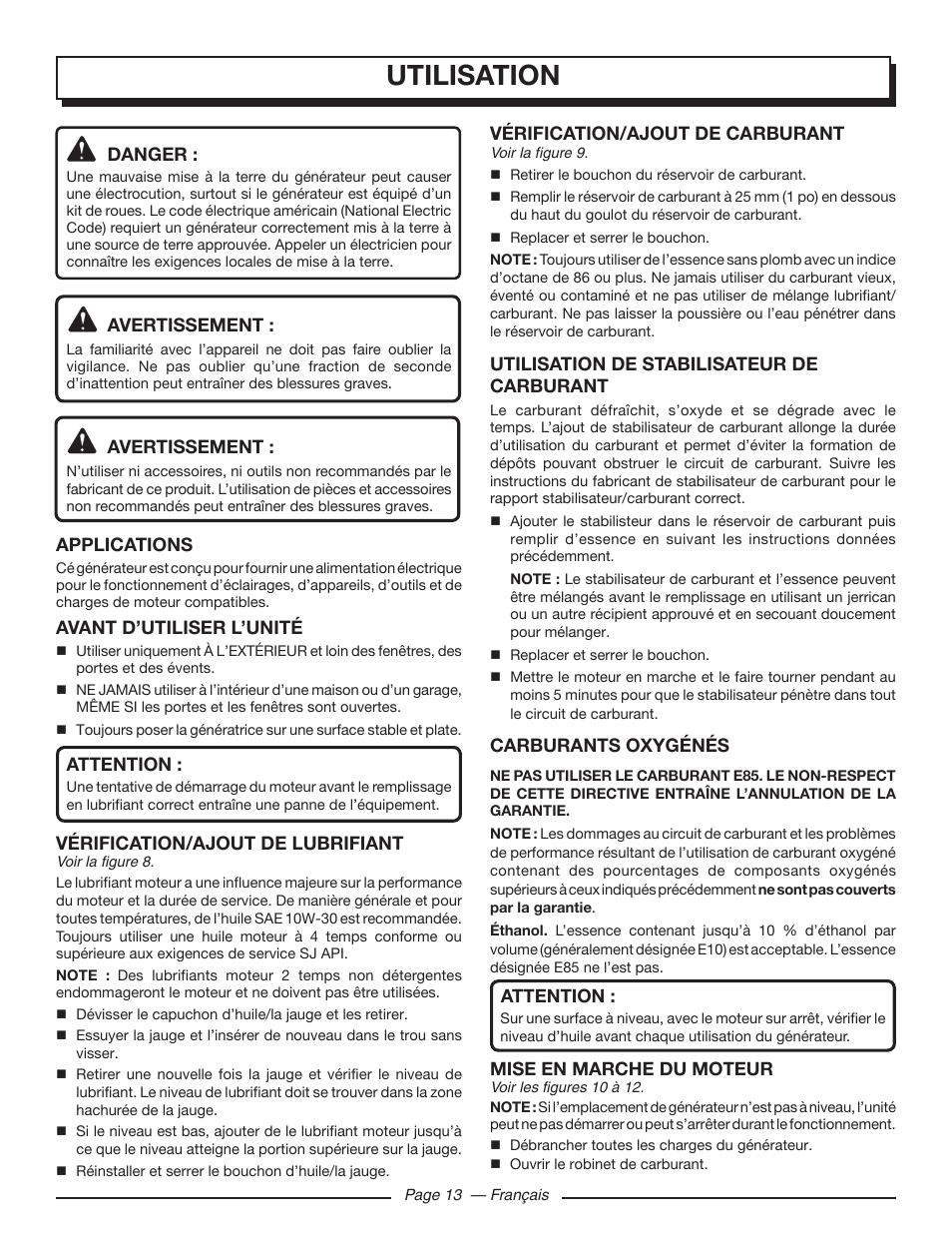 Utilisation | Homelite UT903650 User Manual | Page 35 / 60