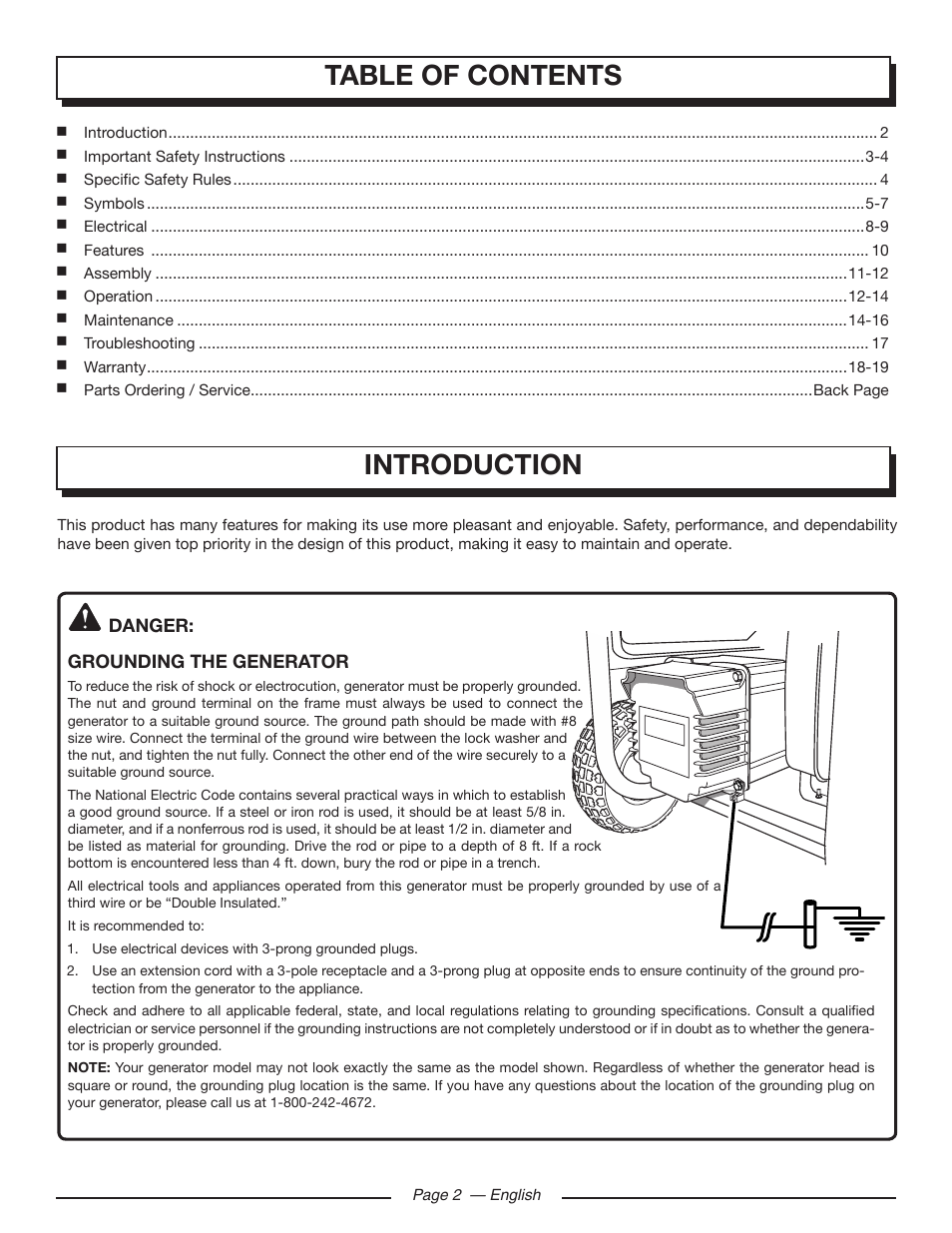 Table of contents introduction | Homelite UT903650 User Manual | Page 6 / 60