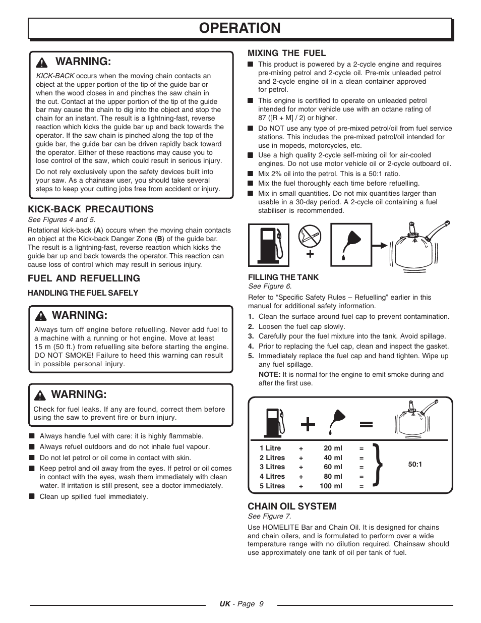 Operation, Warning | Homelite CSP3816 - UT74123D User Manual | Page 9 / 20