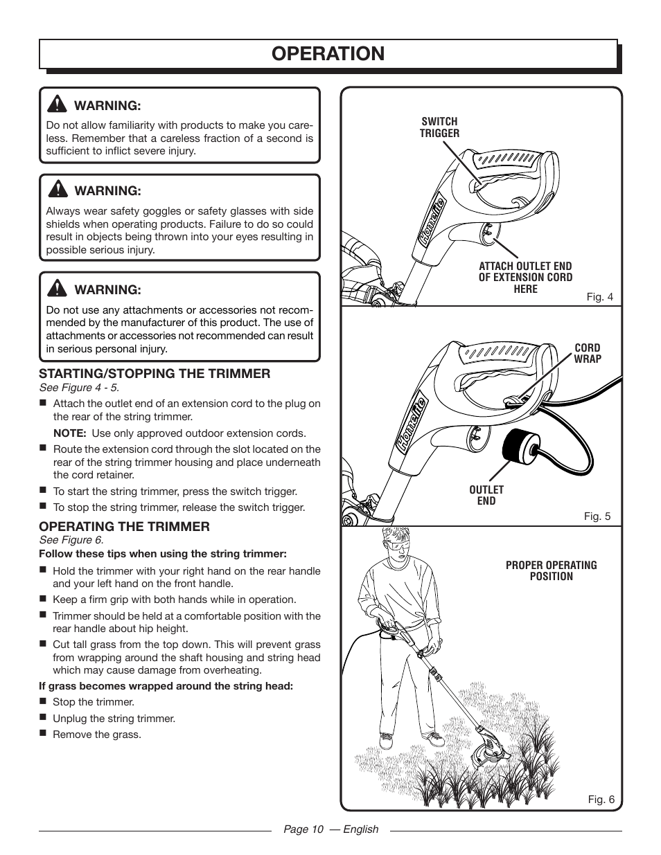 Operation | Homelite UT41110 User Manual | Page 10 / 16