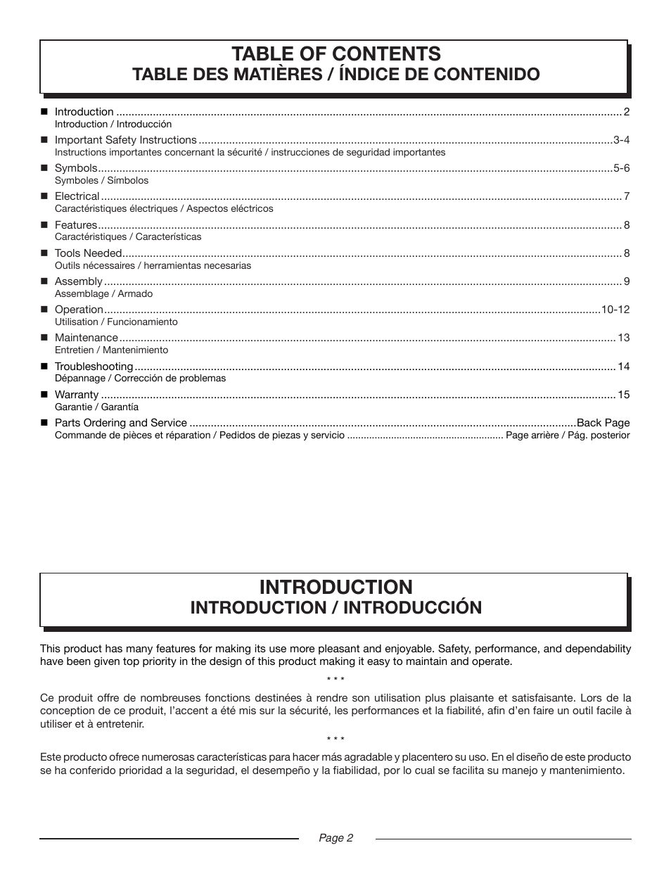 Homelite UT41110 User Manual | Page 2 / 16