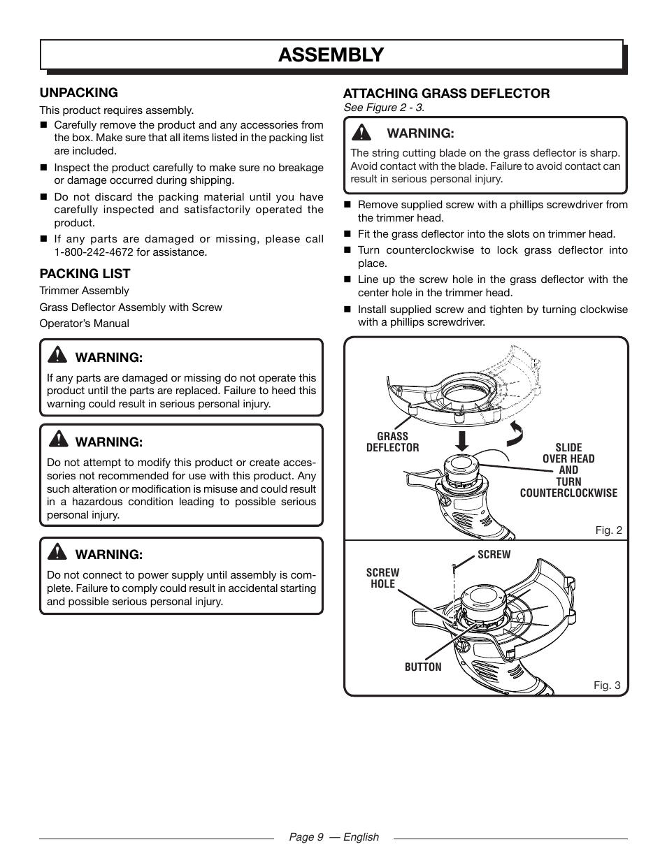 Assembly | Homelite UT41110 User Manual | Page 9 / 16