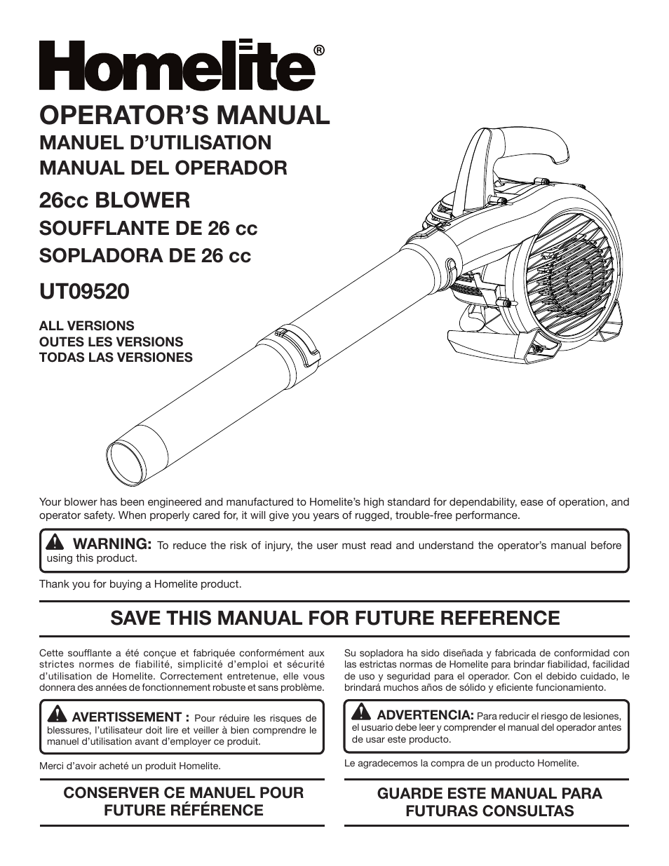 Homelite UT09520 User Manual | 42 pages