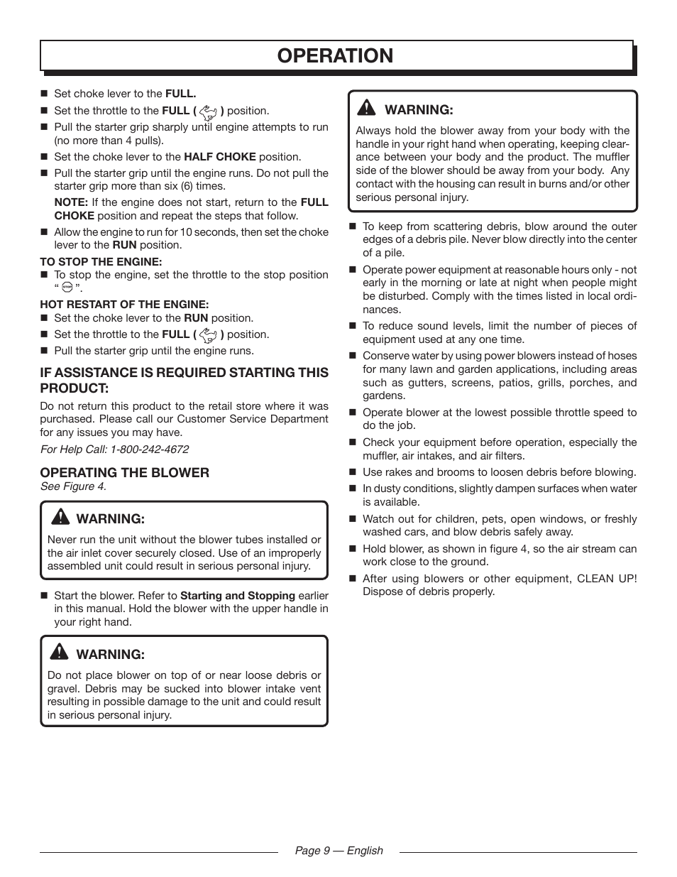 Operation | Homelite UT09520 User Manual | Page 11 / 42