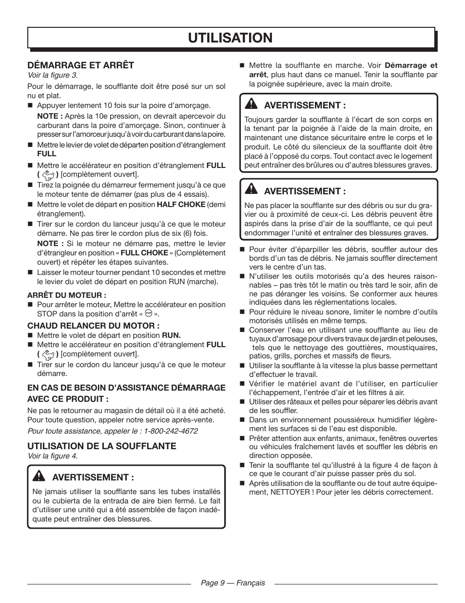 Utilisation | Homelite UT09520 User Manual | Page 23 / 42