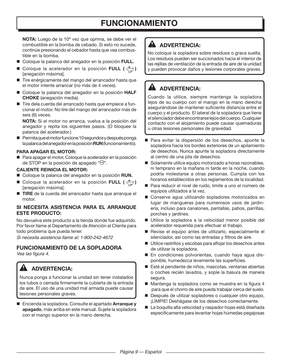 Funcionamiento | Homelite UT09520 User Manual | Page 35 / 42