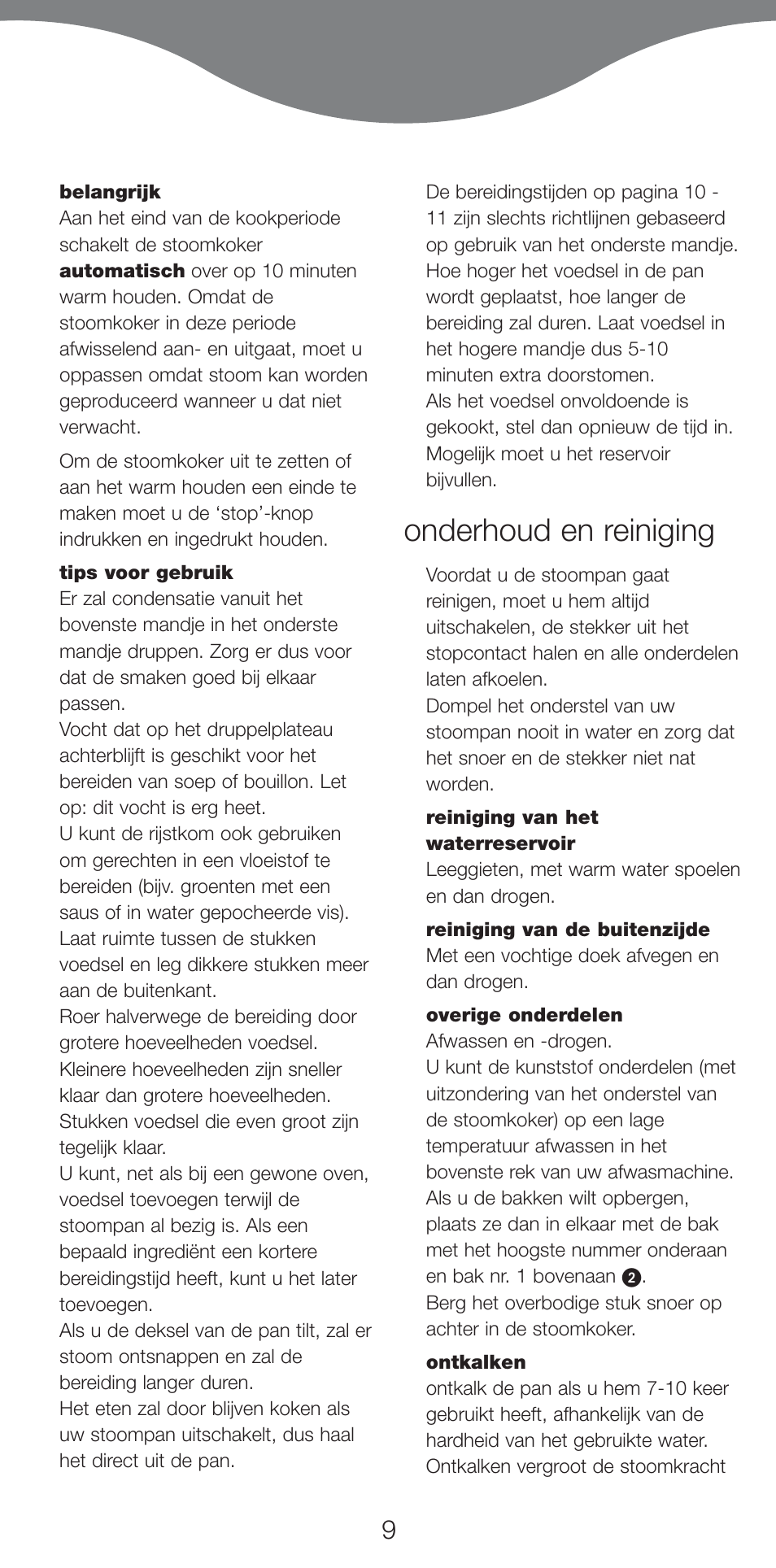 Onderhoud en reiniging | Kenwood FS460 User Manual | Page 11 / 102