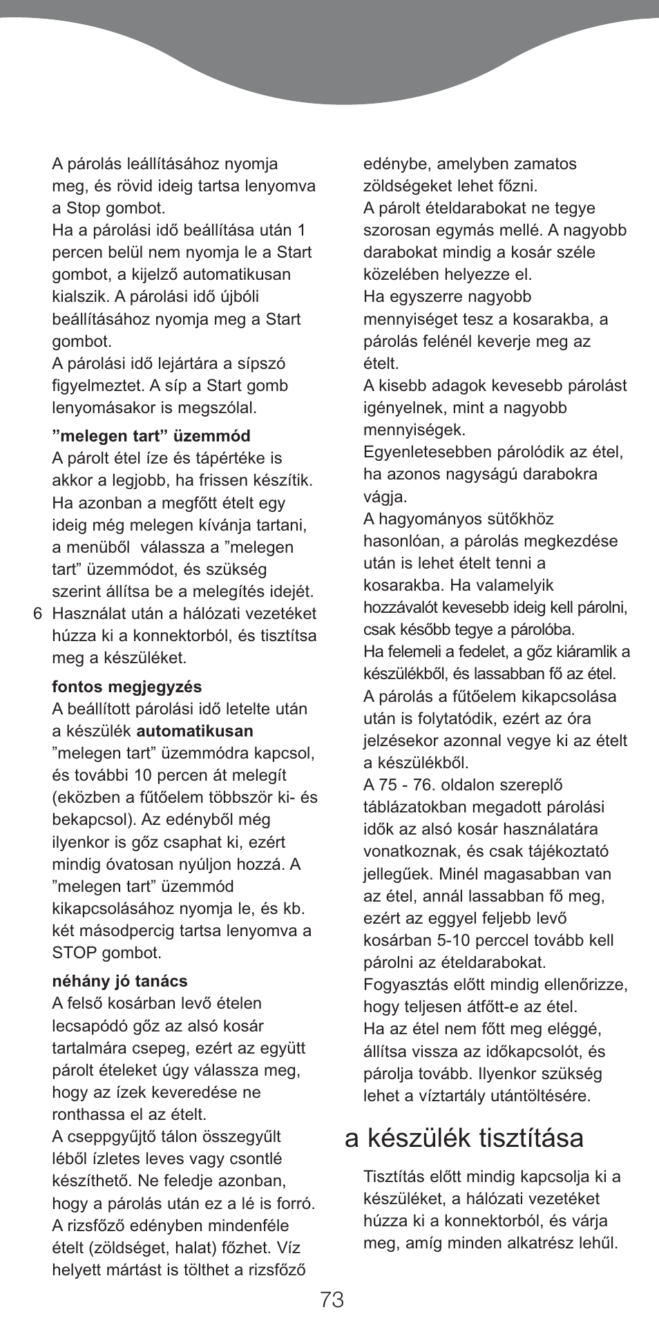 A készülék tisztítása | Kenwood FS460 User Manual | Page 75 / 102