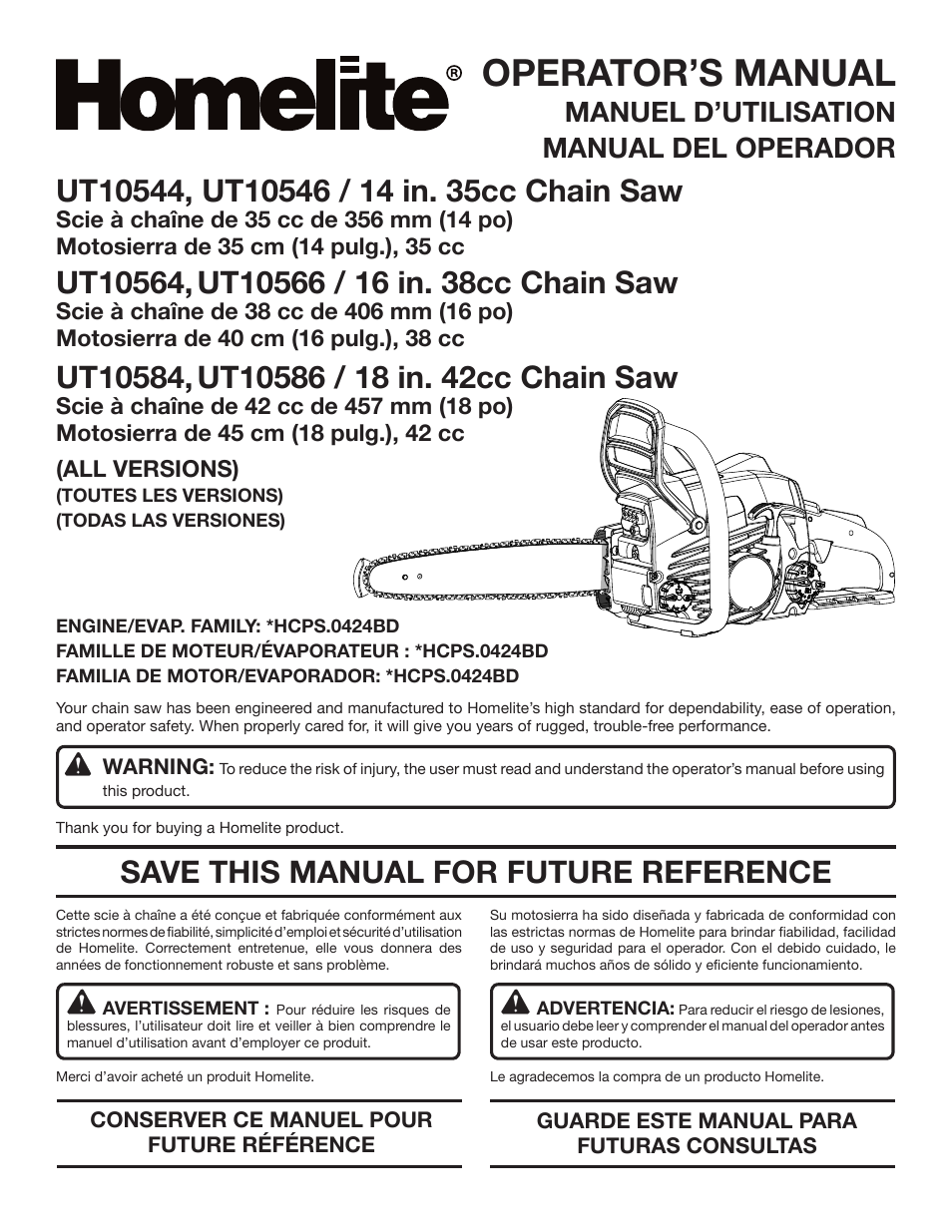 Homelite UT10586 User Manual | 120 pages