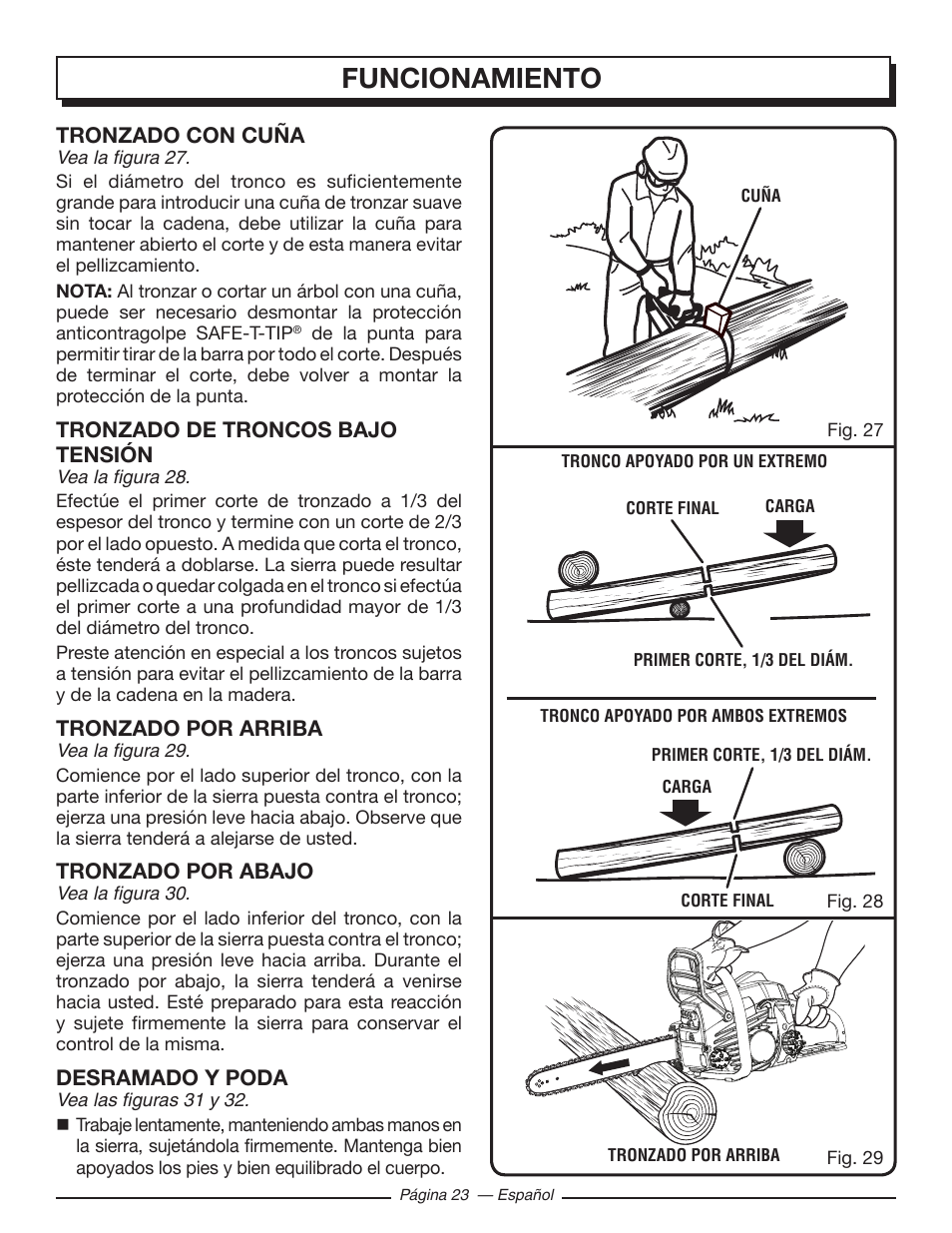 Funcionamiento | Homelite UT10586 User Manual | Page 101 / 120