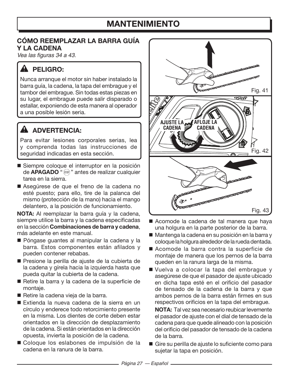 Mantenimiento | Homelite UT10586 User Manual | Page 105 / 120