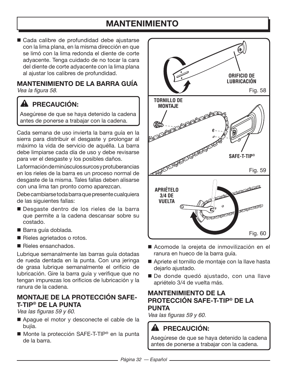 Mantenimiento | Homelite UT10586 User Manual | Page 110 / 120
